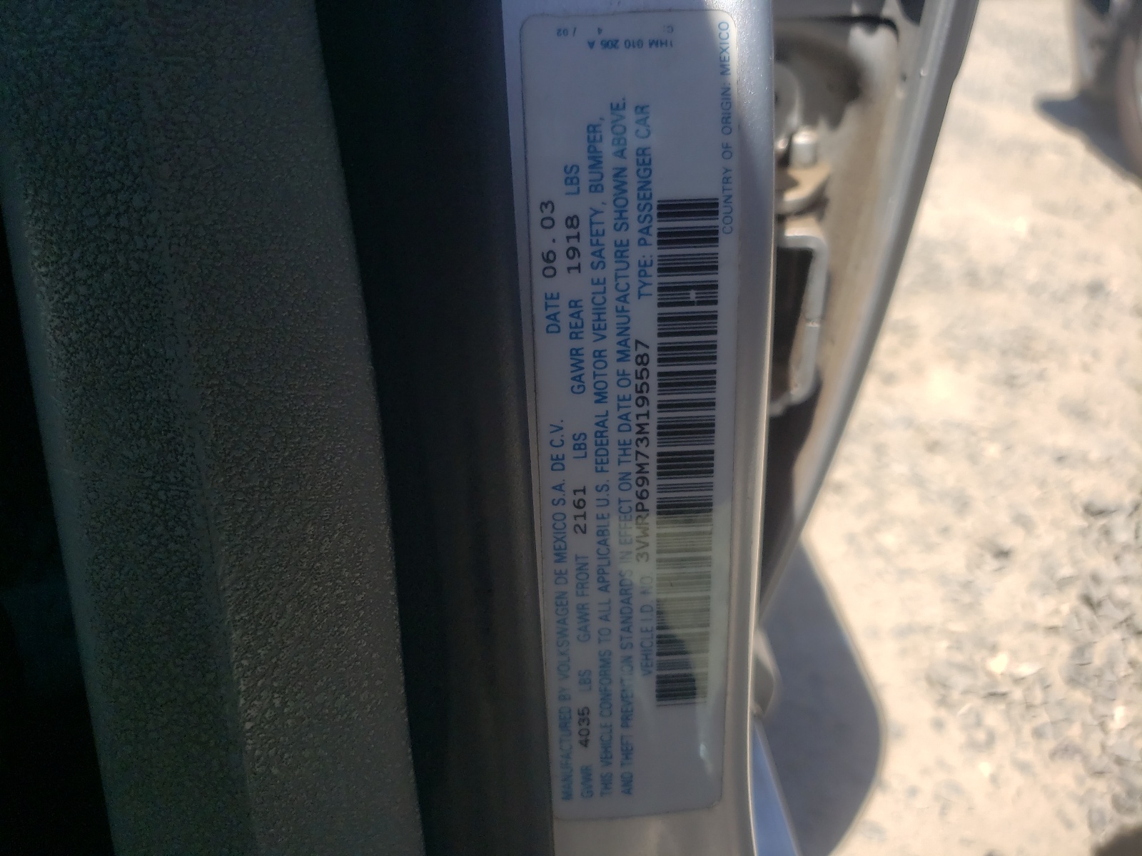 3VWRP69M73M195587 2003 Volkswagen Jetta Gl Tdi