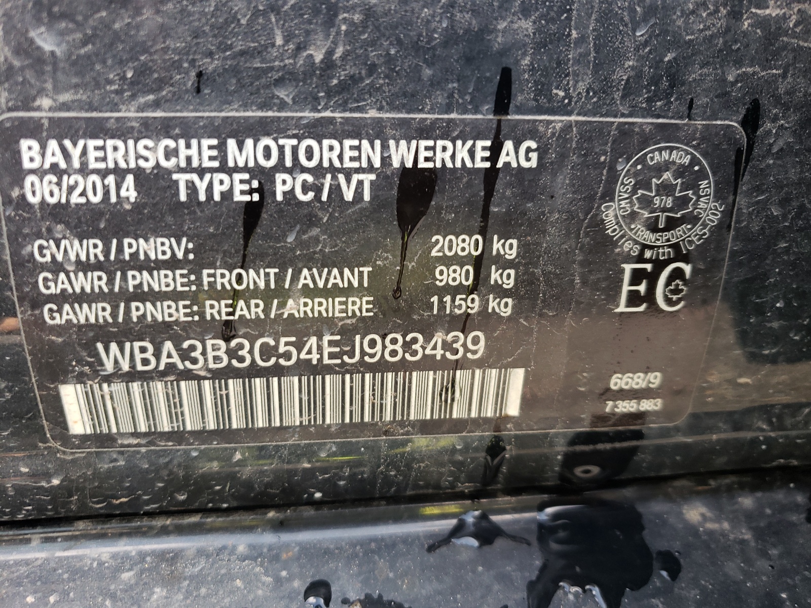 WBA3B3C54EJ983439 2014 BMW 328 Xi