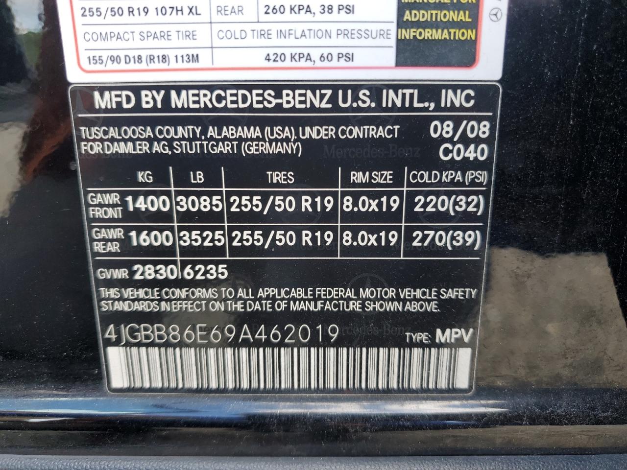 2009 Mercedes-Benz Ml 350 VIN: 4JGBB86E69A462019 Lot: 68078674