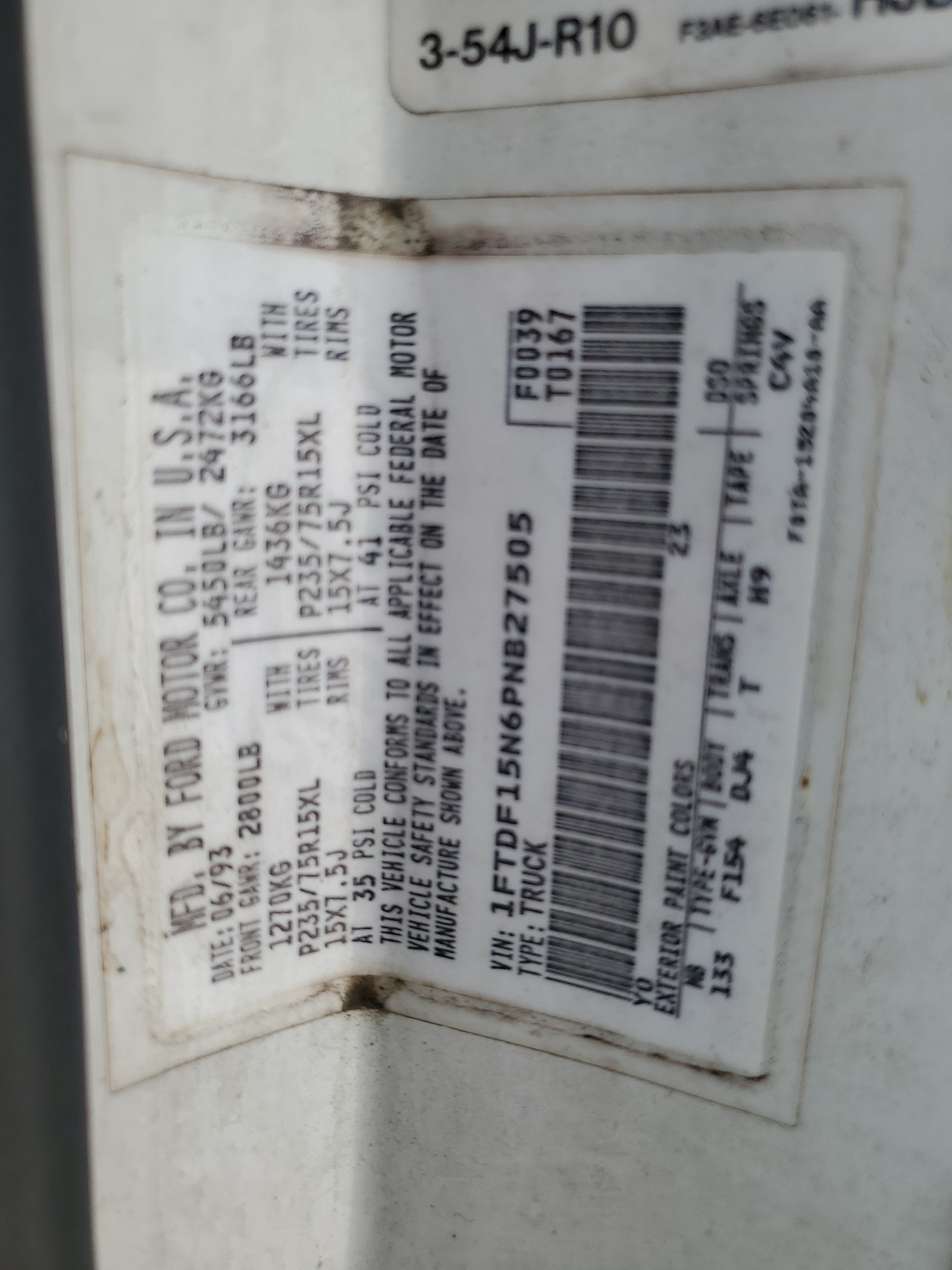 1FTDF15N6PNB27505 1993 Ford F150