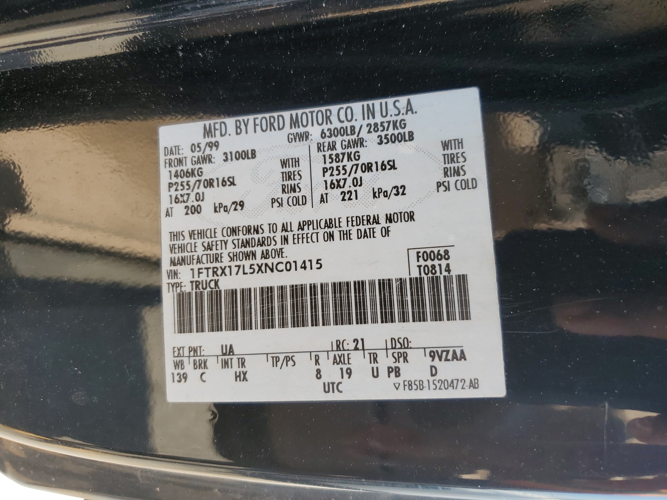 1FTRX17L5XNC01415 1999 Ford F150