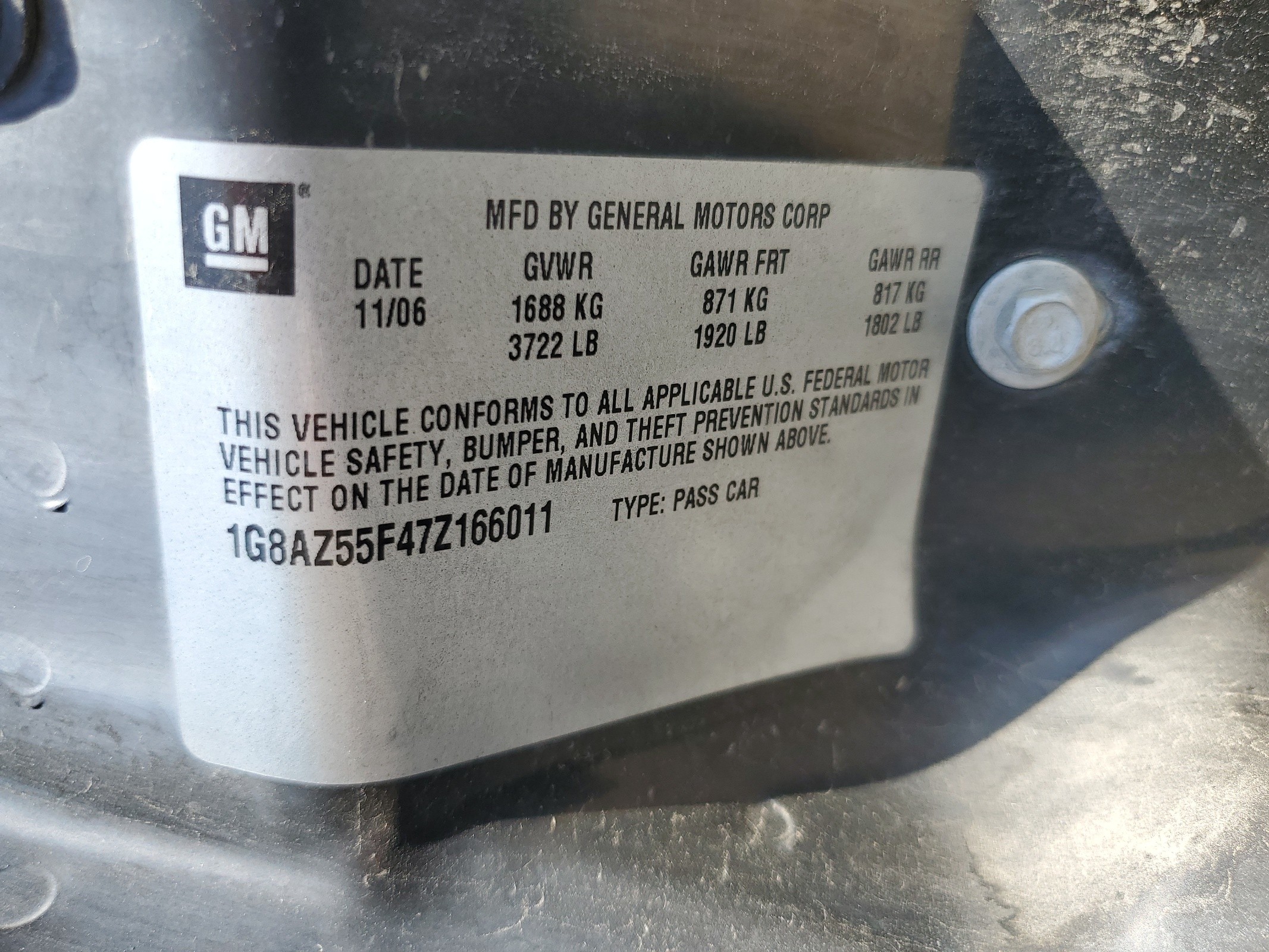 1G8AZ55F47Z166011 2007 Saturn Ion Level 2