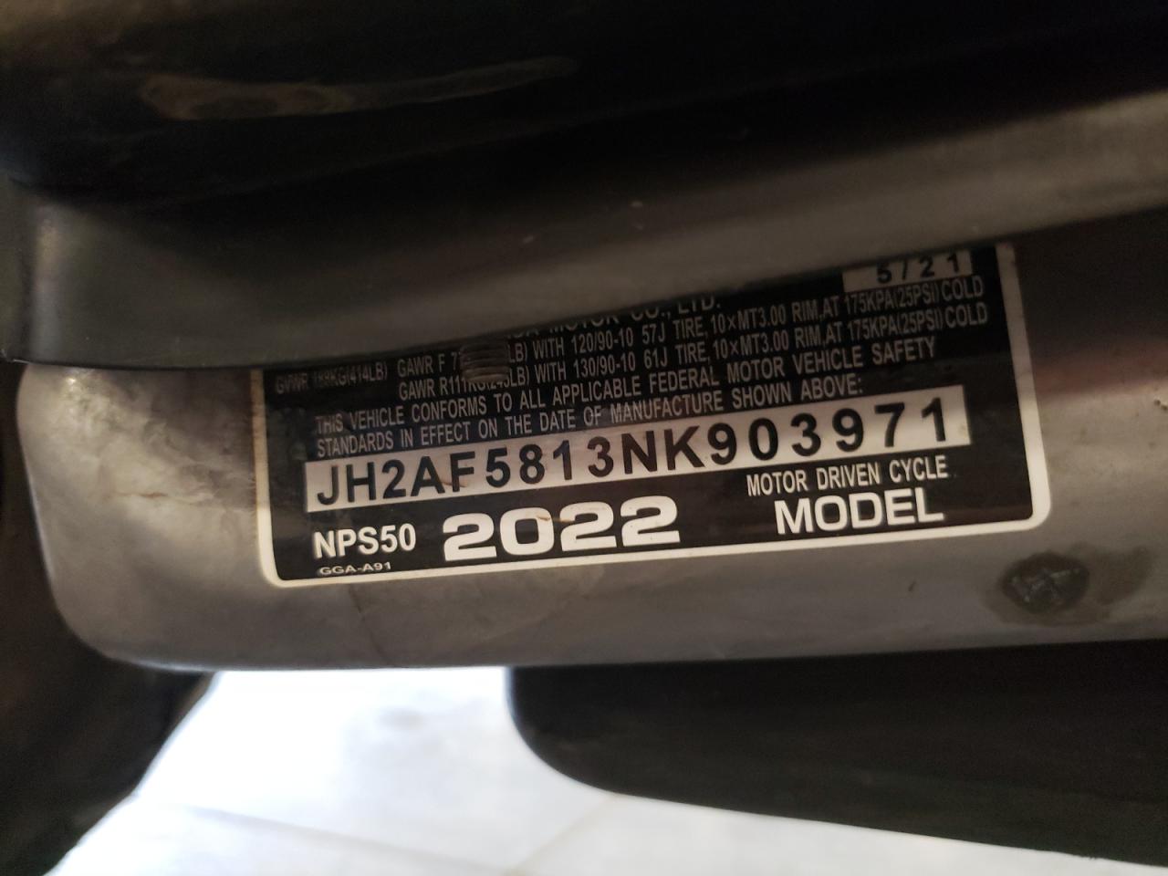 JH2AF5813NK903971 2022 Honda Nps50