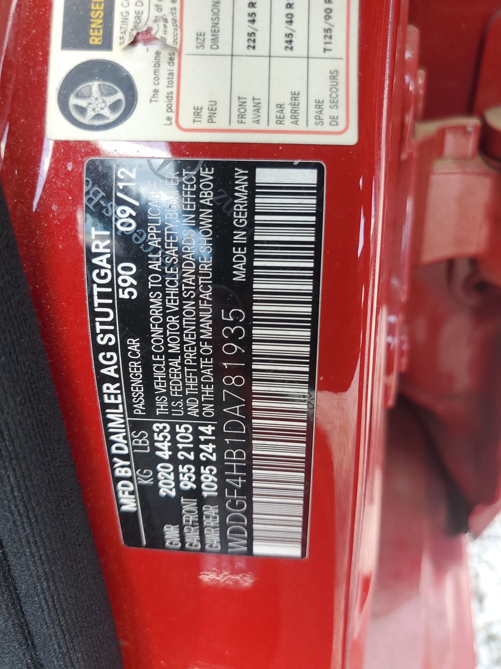 WDDGF4HB1DA781935 2013 Mercedes-Benz C 250