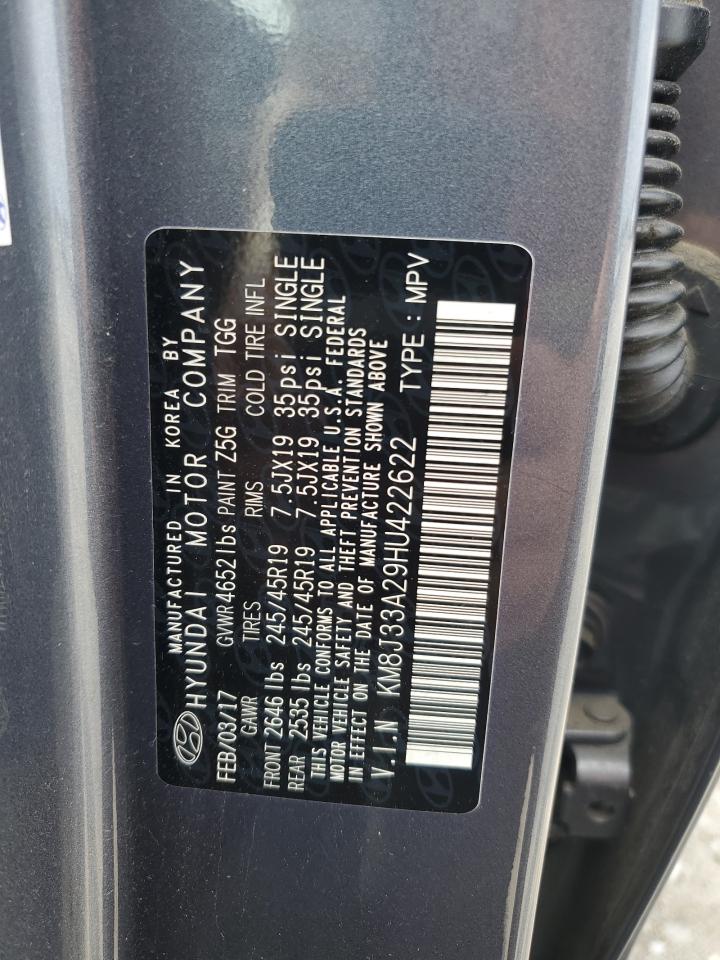 2017 Hyundai Tucson Limited VIN: KM8J33A29HU422622 Lot: 67251234