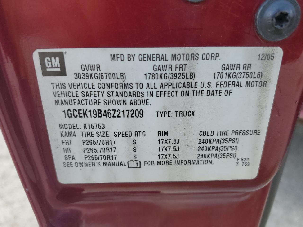 1GCEK19B46Z217209 2006 Chevrolet Silverado K1500