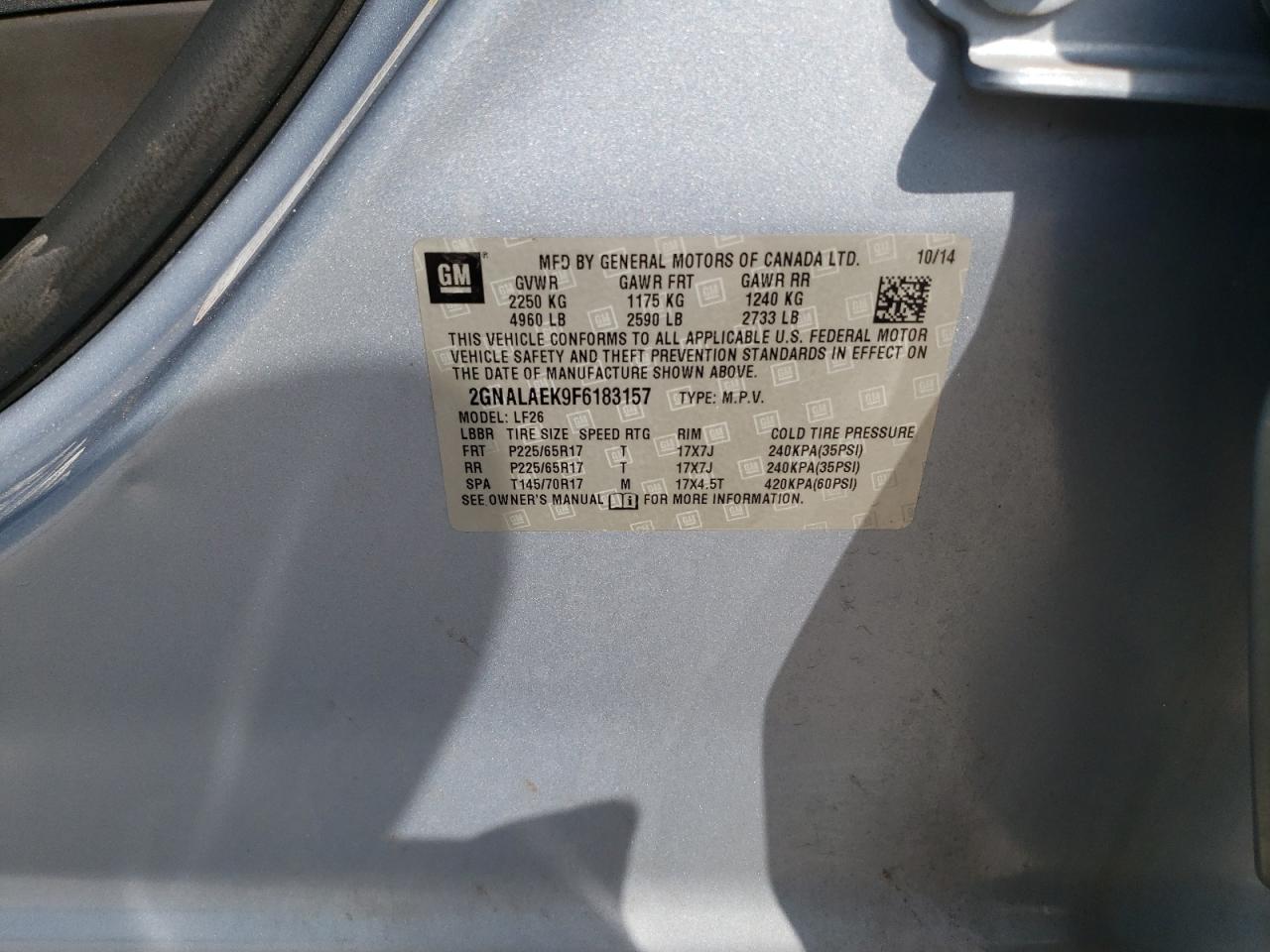 2GNALAEK9F6183157 2015 Chevrolet Equinox Ls