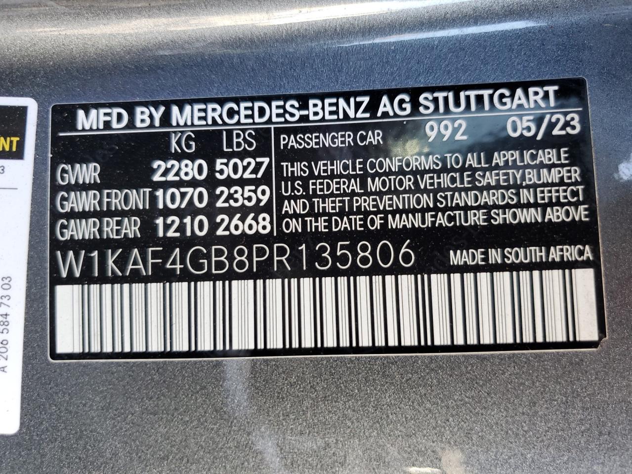 W1KAF4GB8PR135806 2023 MERCEDES-BENZ C CLASS - Image 12