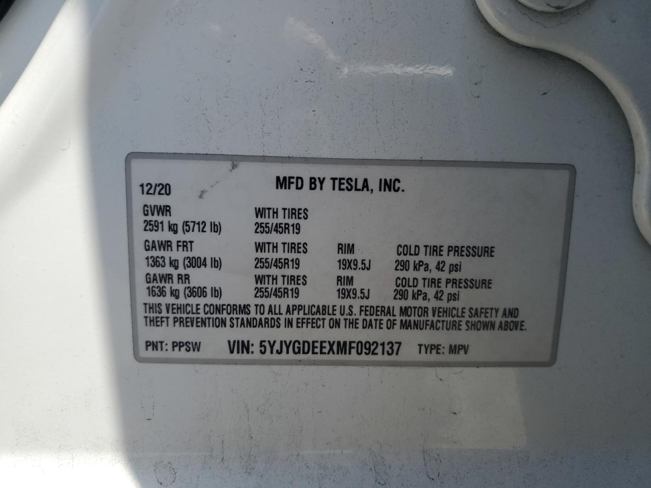 5YJYGDEEXMF092137 2021 TESLA MODEL Y - Image 14