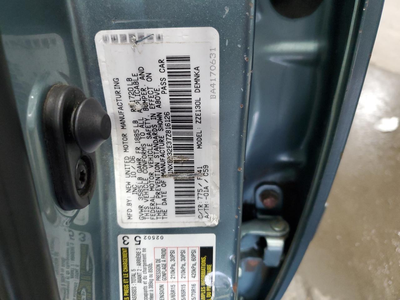 1NXBR32E37Z816126 2007 Toyota Corolla Ce