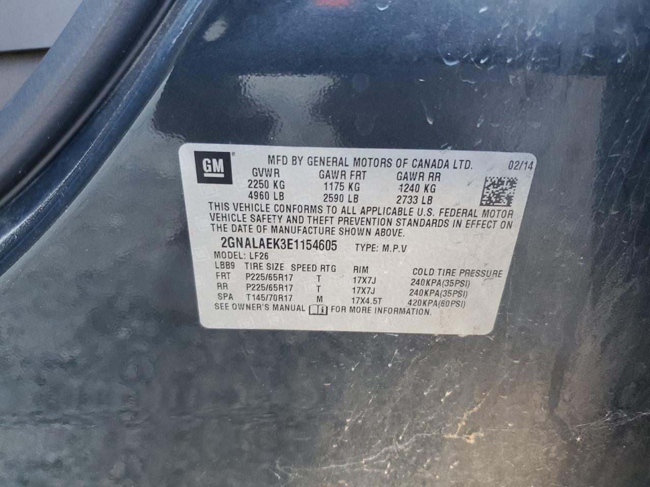 2GNALAEK3E1154605 2014 Chevrolet Equinox Ls 2GNALAEK3E1154605 2014 Chevrolet Equinox Ls