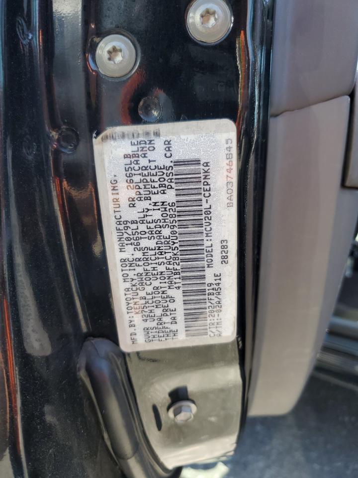 2000 Toyota Camry Le VIN: 4T1BF28K5YU095826 Lot: 66699284