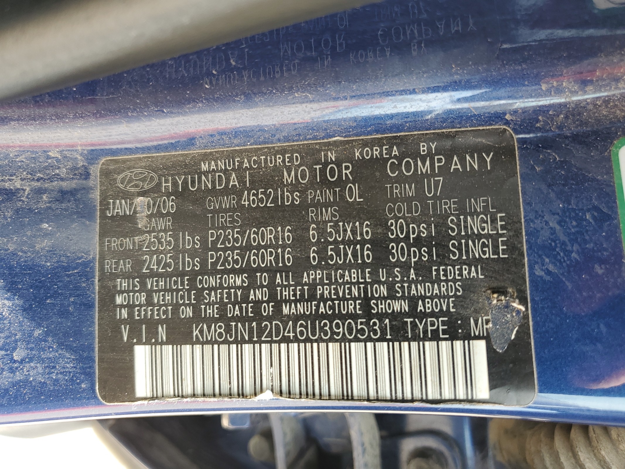 KM8JN12D46U390531 2006 Hyundai Tucson Gls