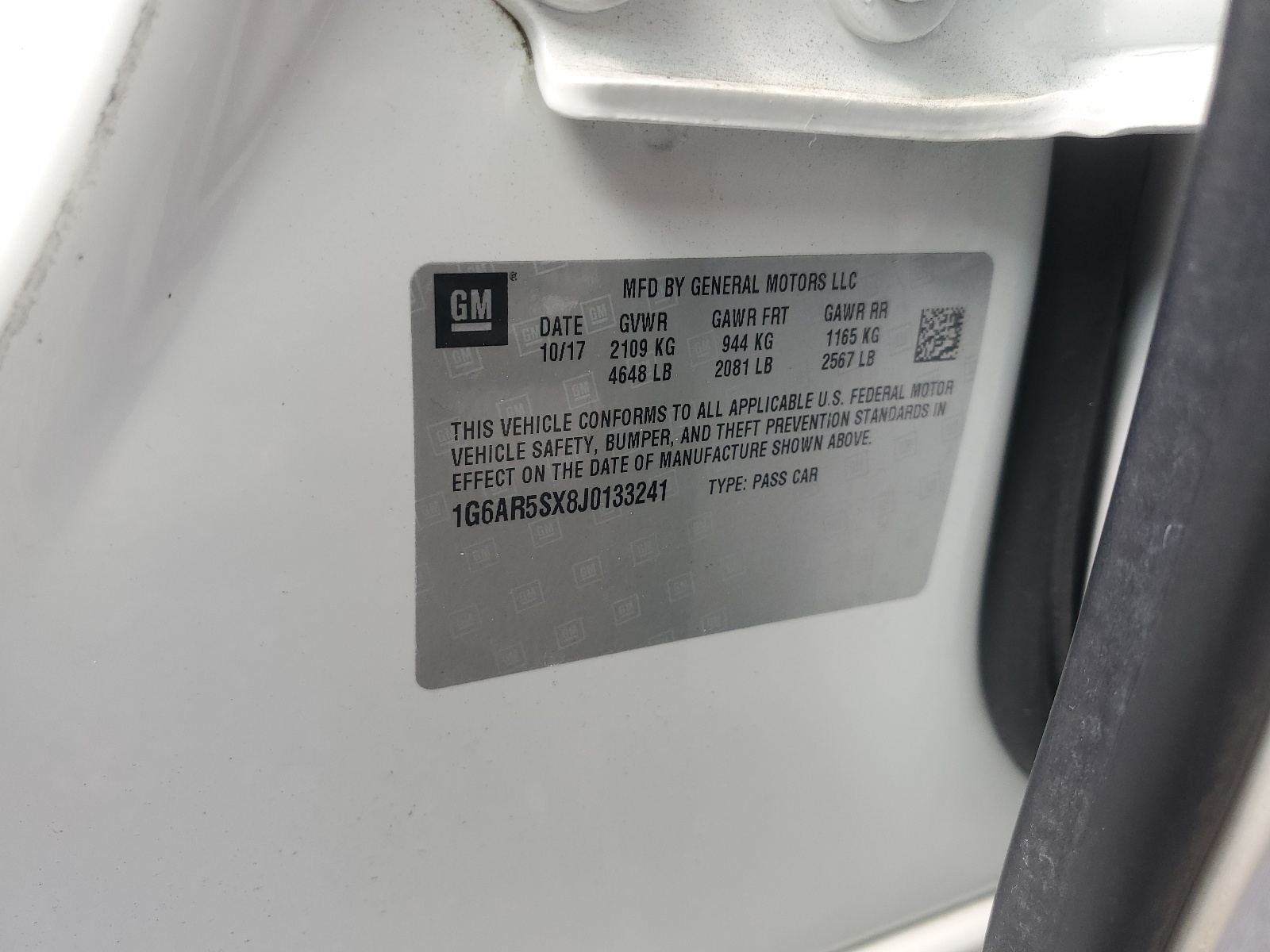 1G6AR5SX8J0133241 2018 Cadillac Cts Luxury