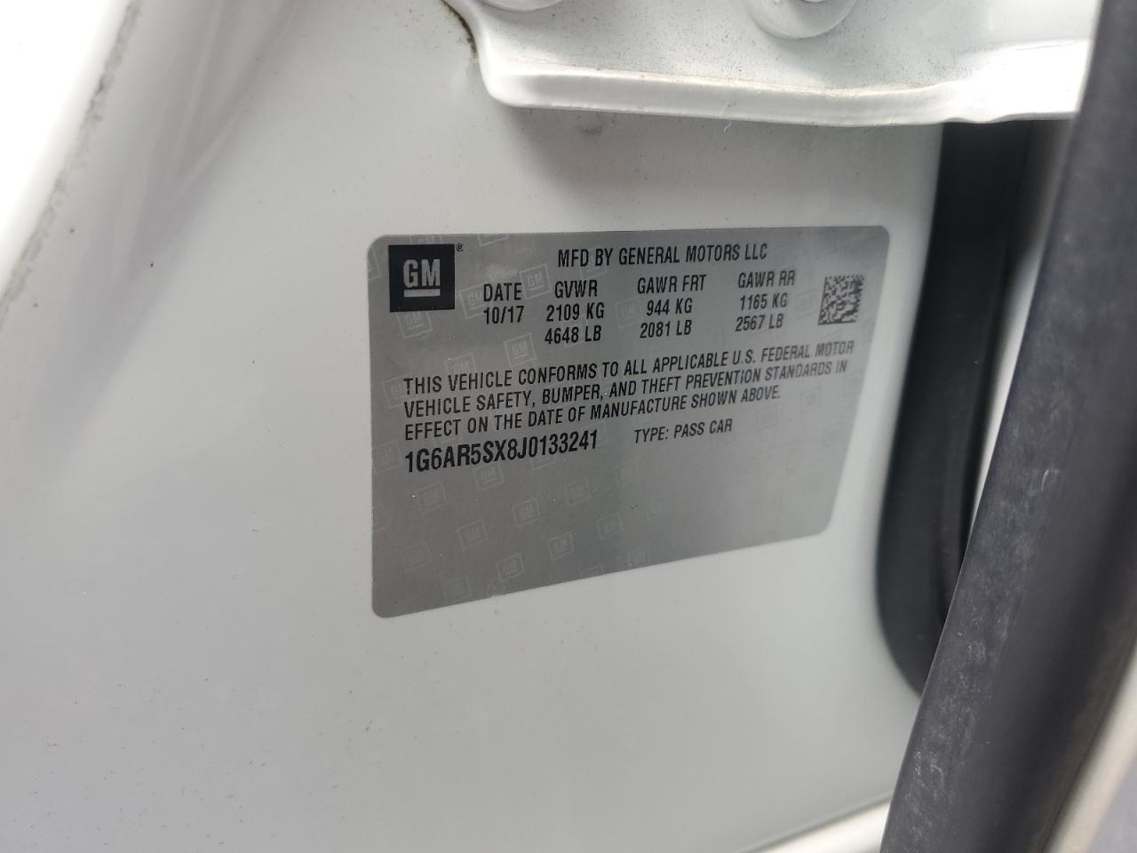 2018 Cadillac Cts Luxury VIN: 1G6AR5SX8J0133241 Lot: 67702914