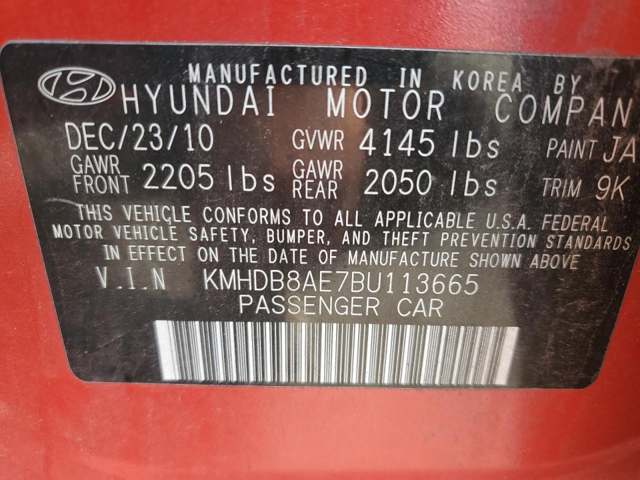 2011 Hyundai Elantra Touring Gls VIN: KMHDB8AE7BU113665 Lot: 66749254