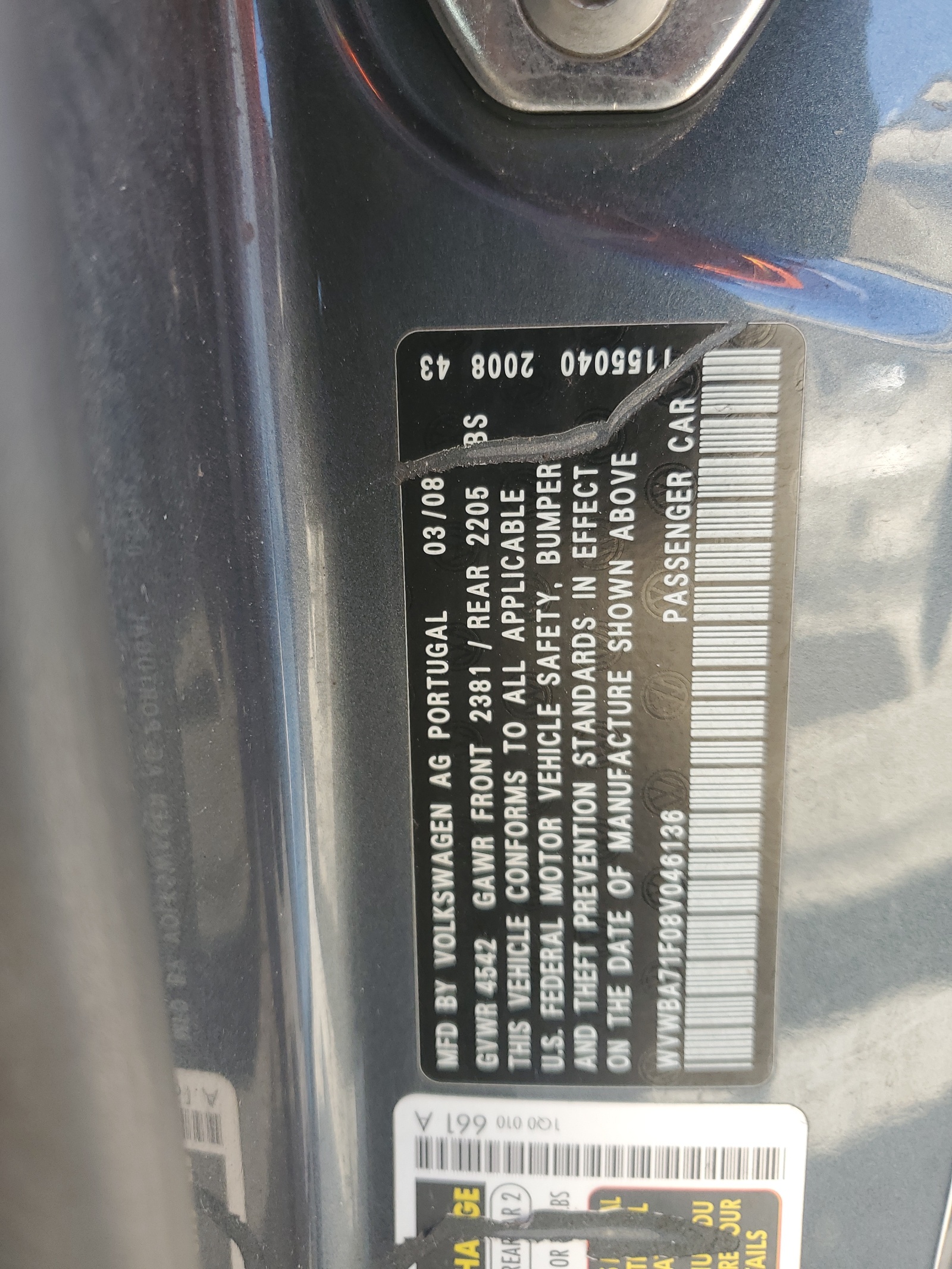 WVWBA71F08V046136 2008 Volkswagen Eos Turbo