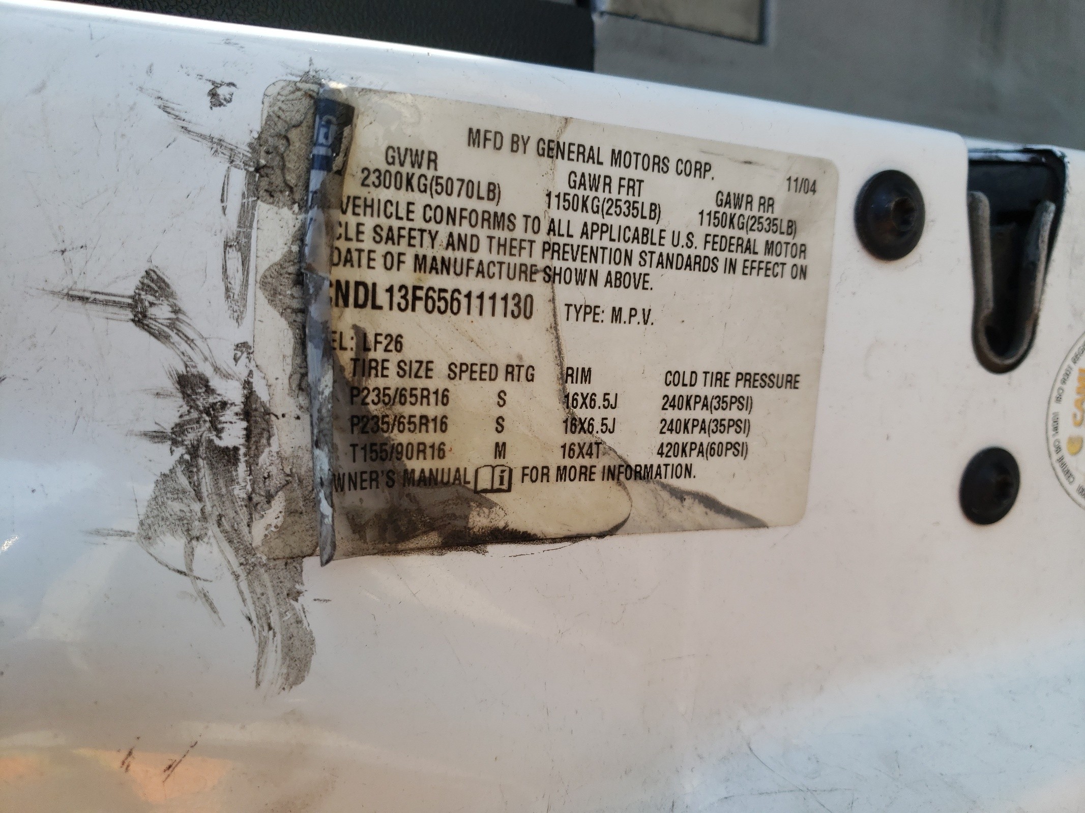 2CNDL13F656111130 2005 Chevrolet Equinox Ls