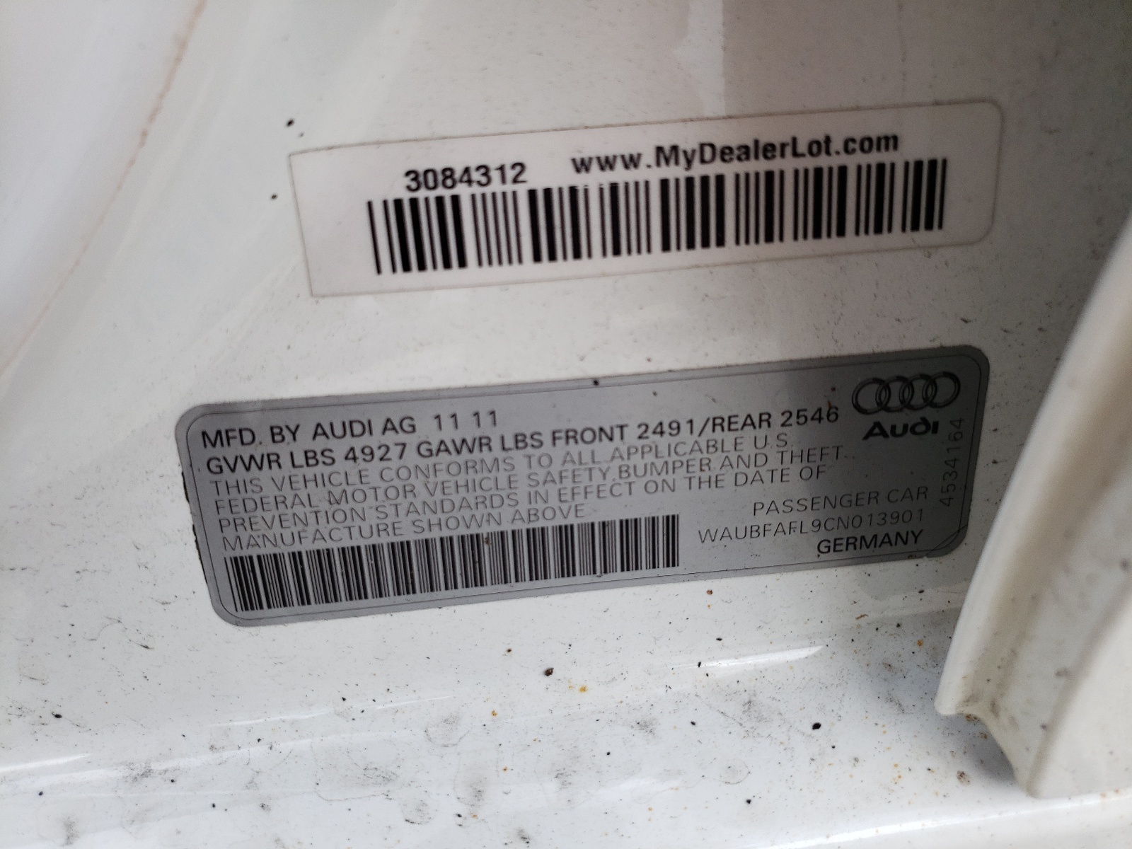 WAUBFAFL9CN013901 2012 Audi A4 Premium