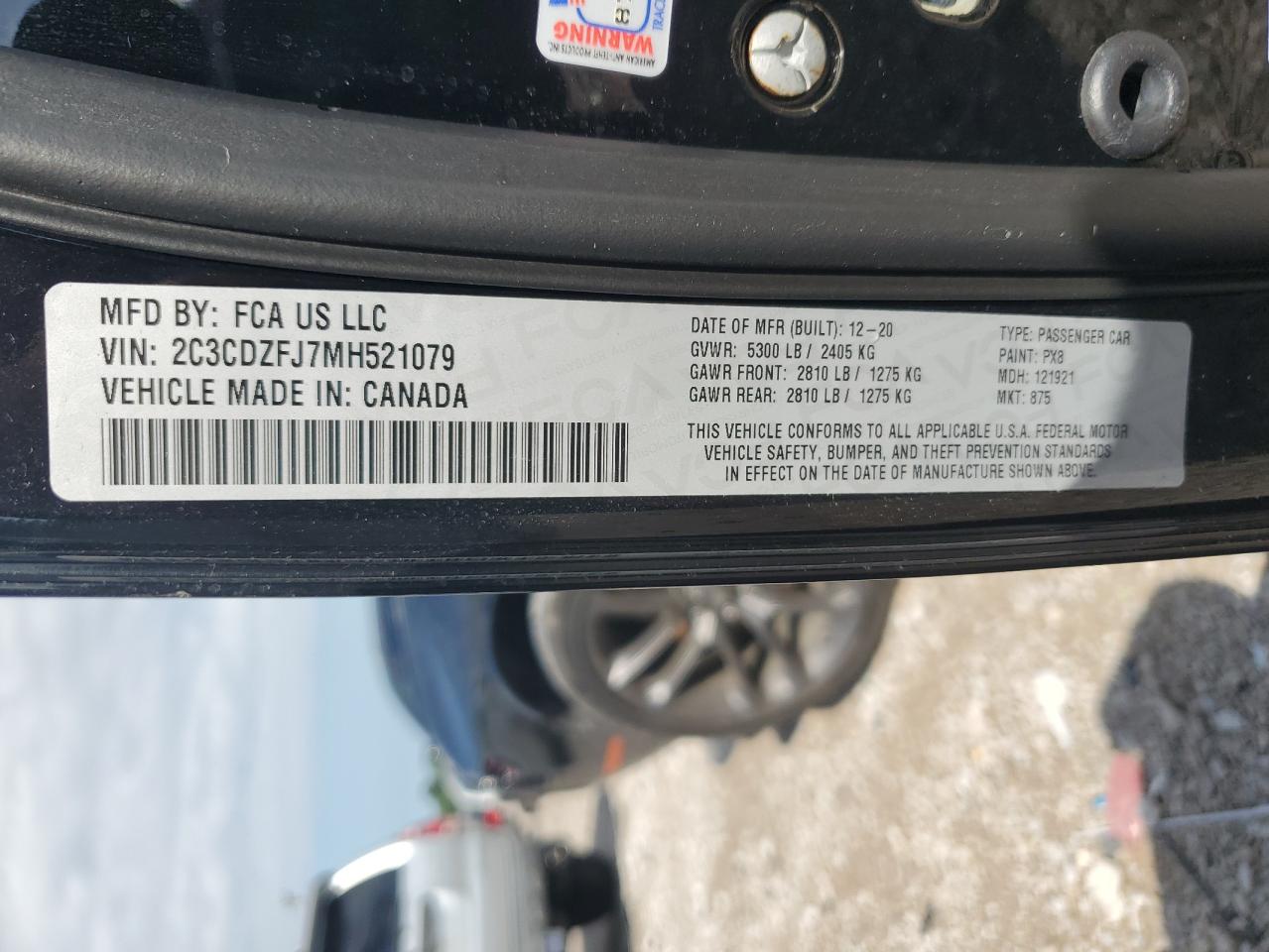 2021 Dodge Challenger R/T Scat Pack VIN: 2C3CDZFJ7MH521079 Lot: 65756054