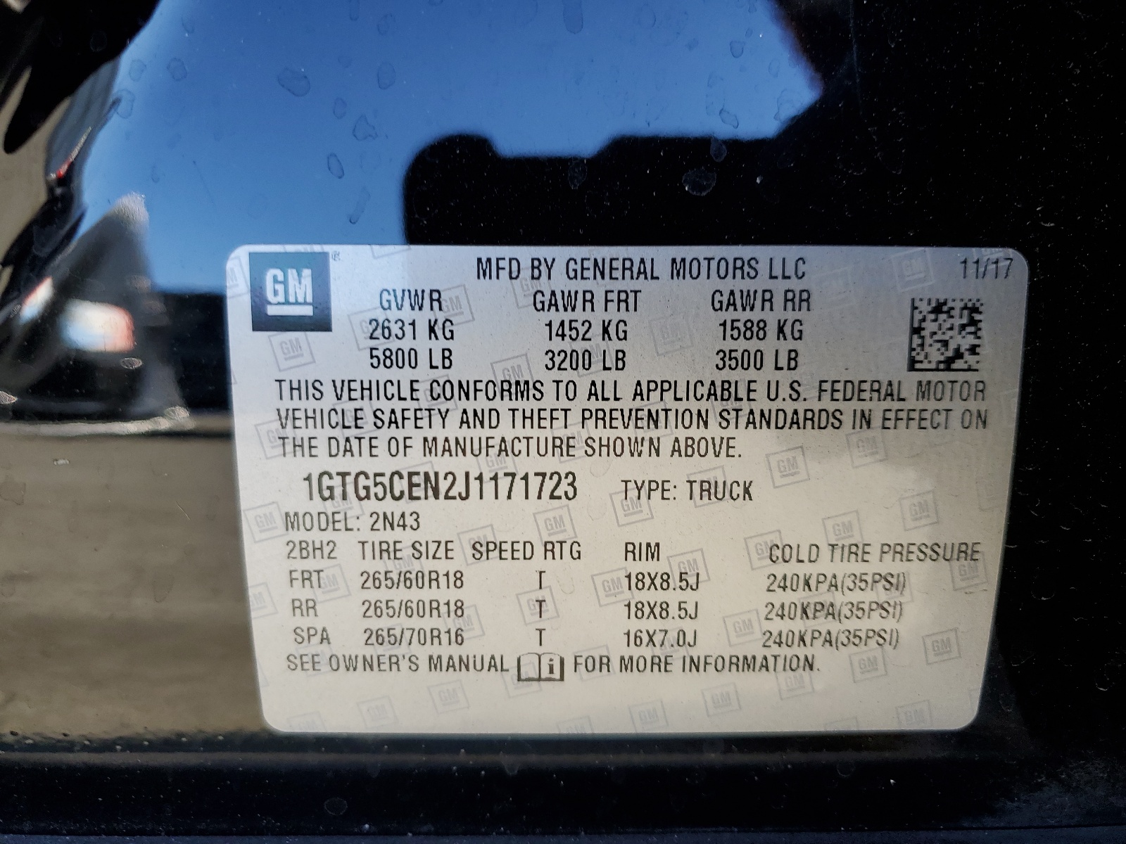 1GTG5CEN2J1171723 2018 GMC Canyon Sle