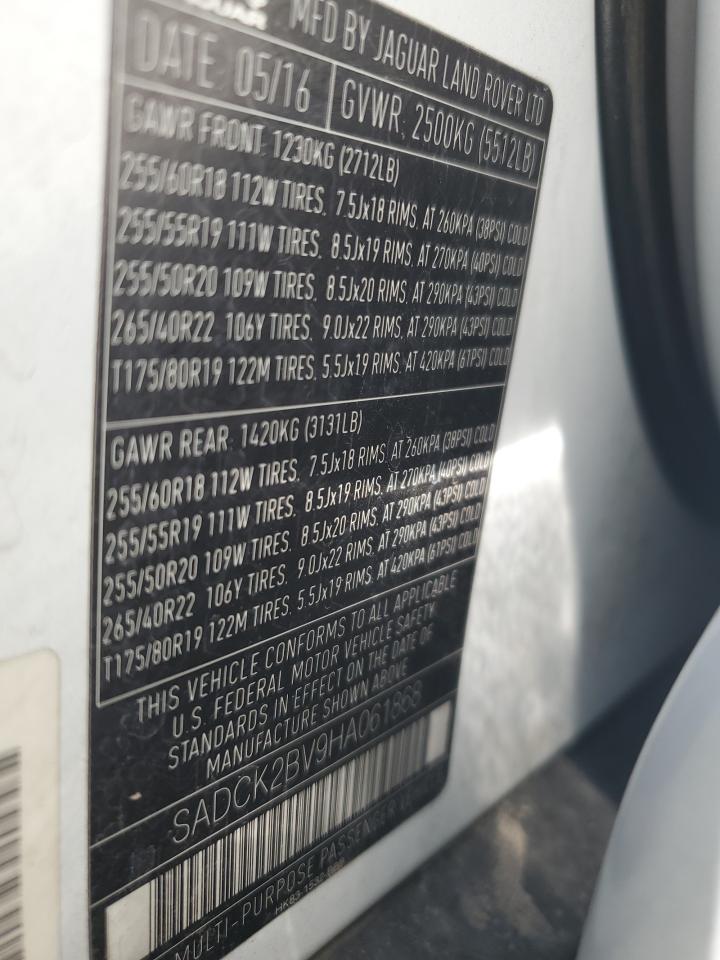 2017 Jaguar F-Pace Prestige VIN: SADCK2BV9HA061868 Lot: 66208304