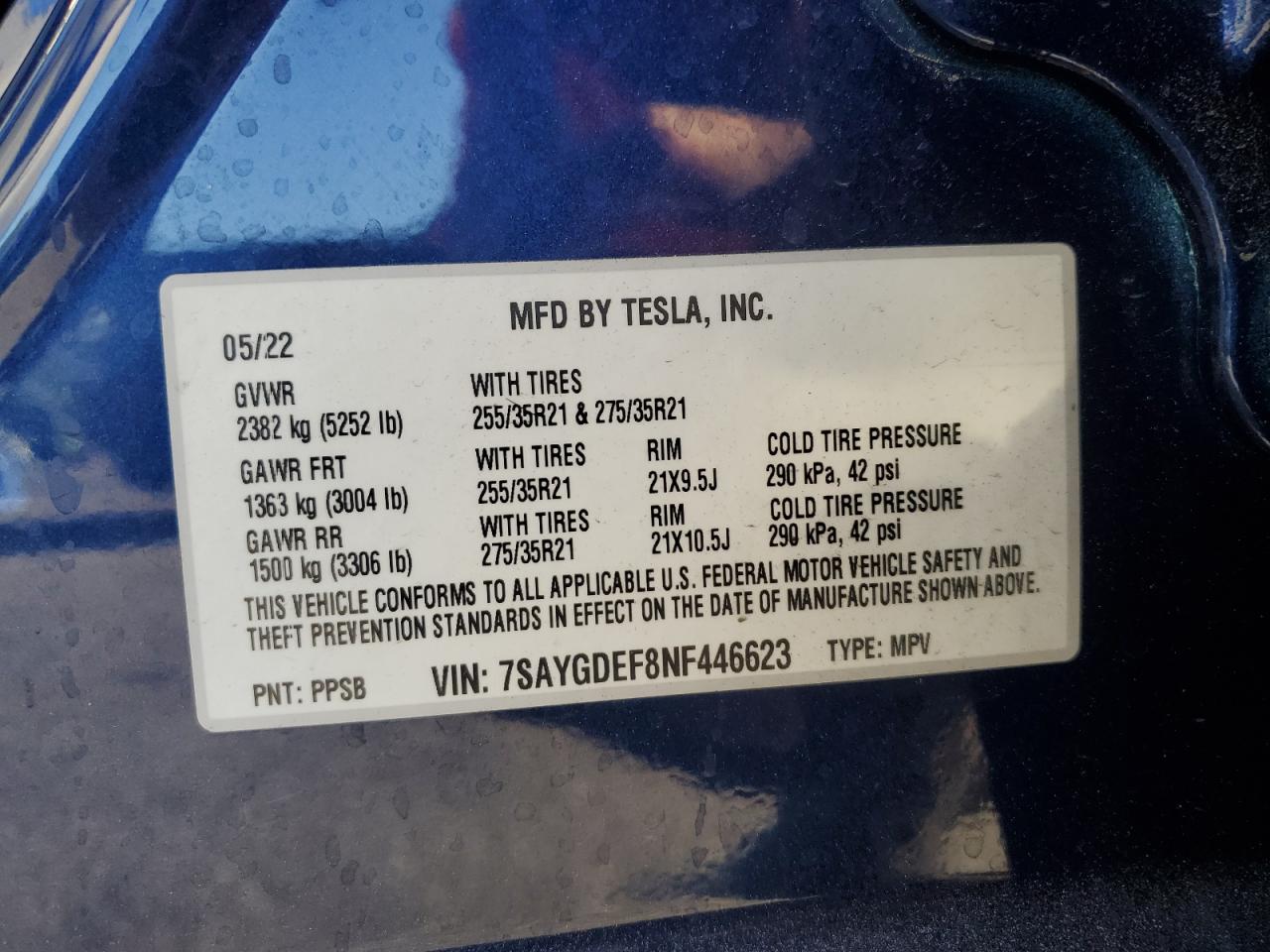 7SAYGDEF8NF446623 2022 Tesla Model Y