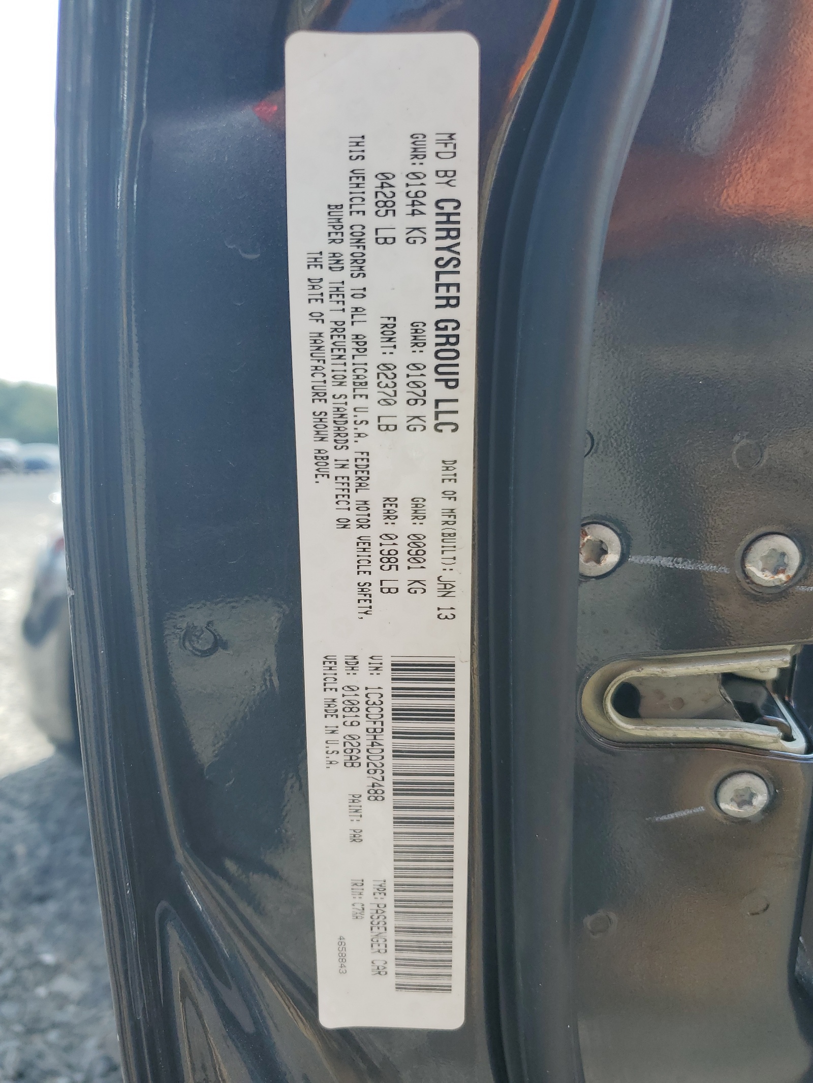 1C3CDFBH4DD267488 2013 Dodge Dart Sxt