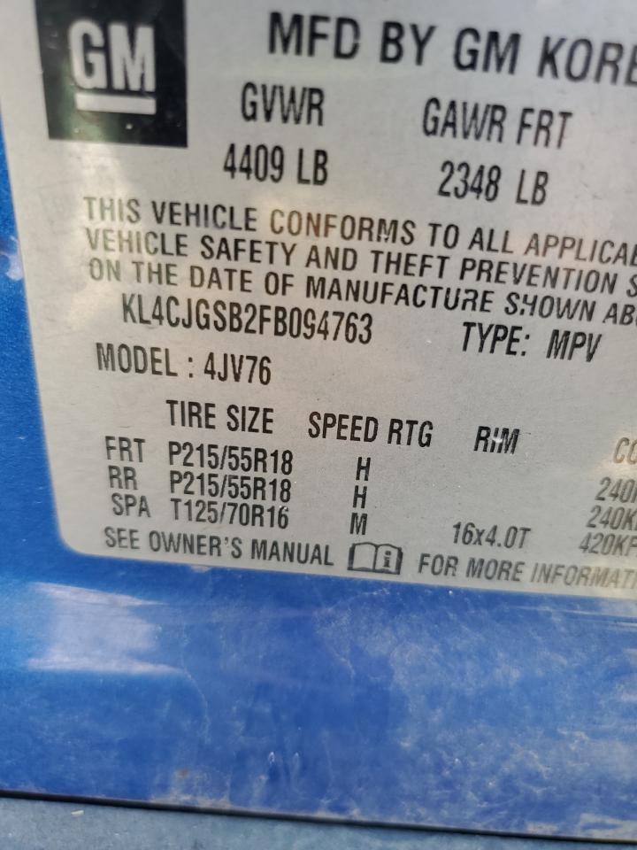 2015 BUICK ENCORE with SIDE damage, VIN KL4CJGSB2FB094763