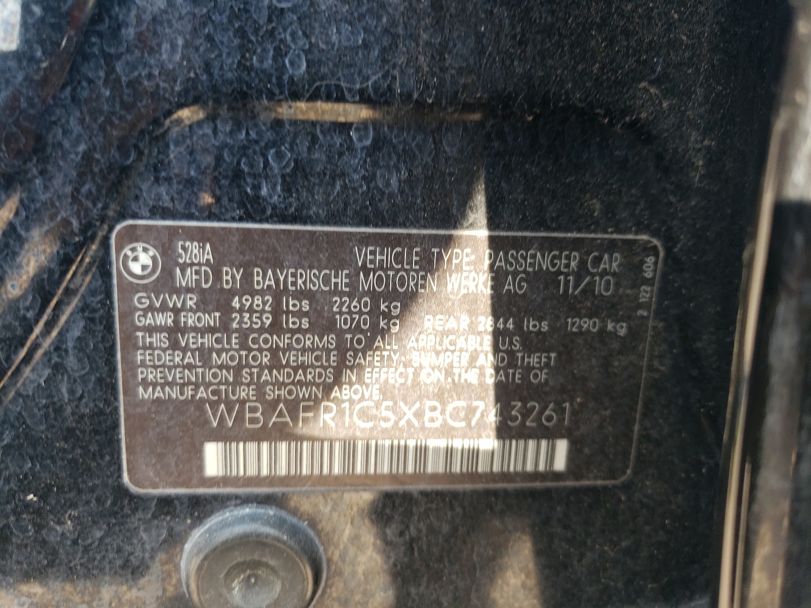 WBAFR1C5XBC743261 2011 BMW 528 I