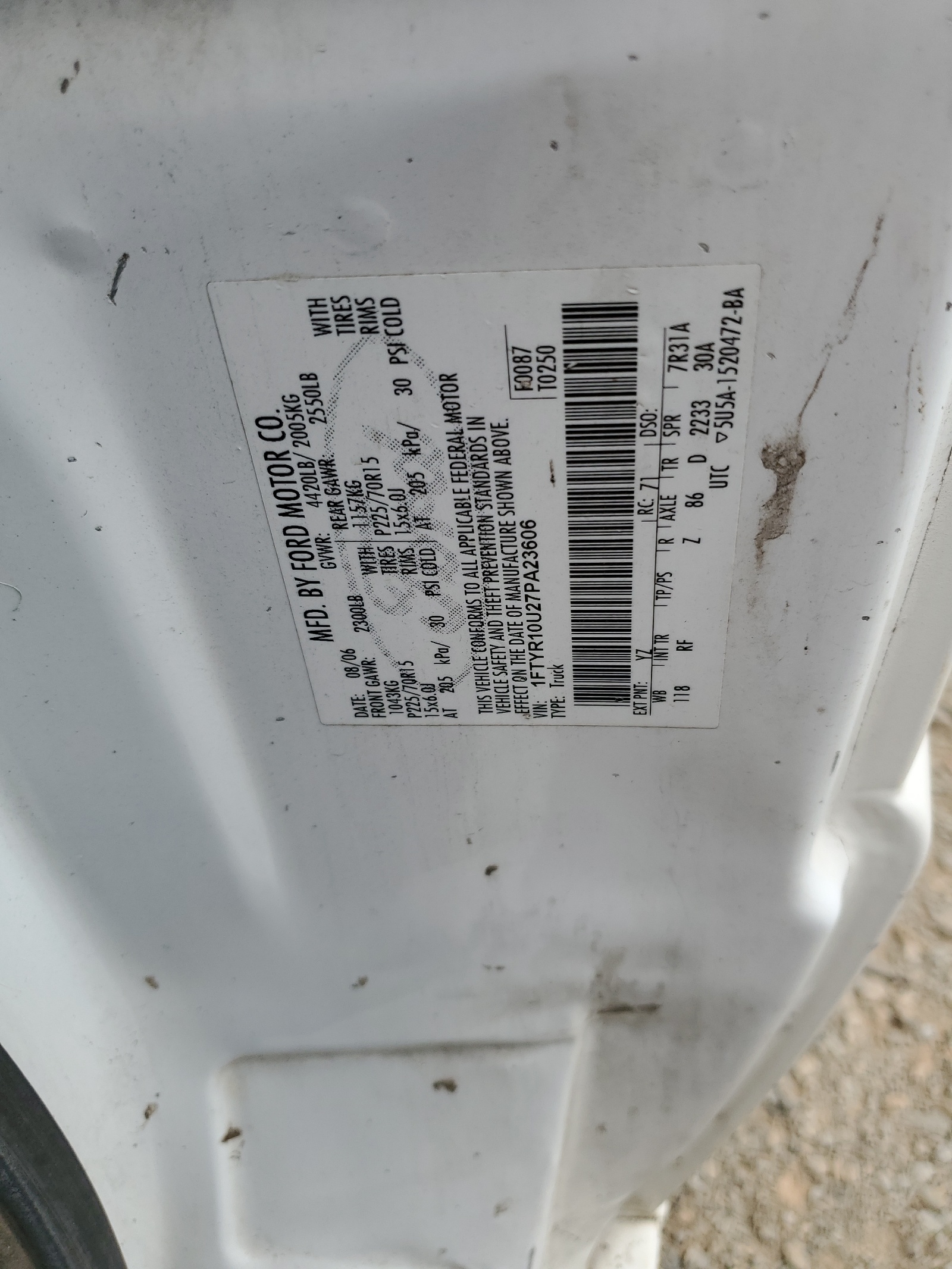 1FTYR10U27PA23606 2007 Ford Ranger