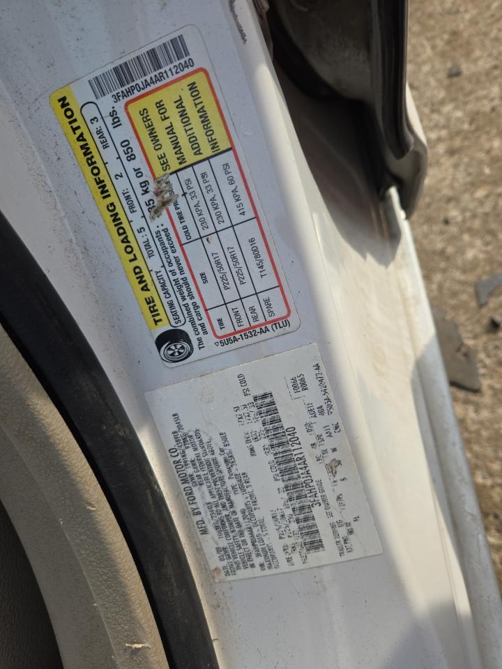 2010 Ford Fusion Sel VIN: 3FAHP0JA4AR112040 Lot: 67450304