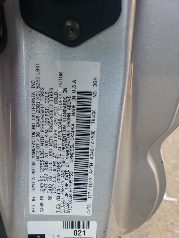 5TETU62N16Z295759 2006 Toyota Tacoma Prerunner Access Cab