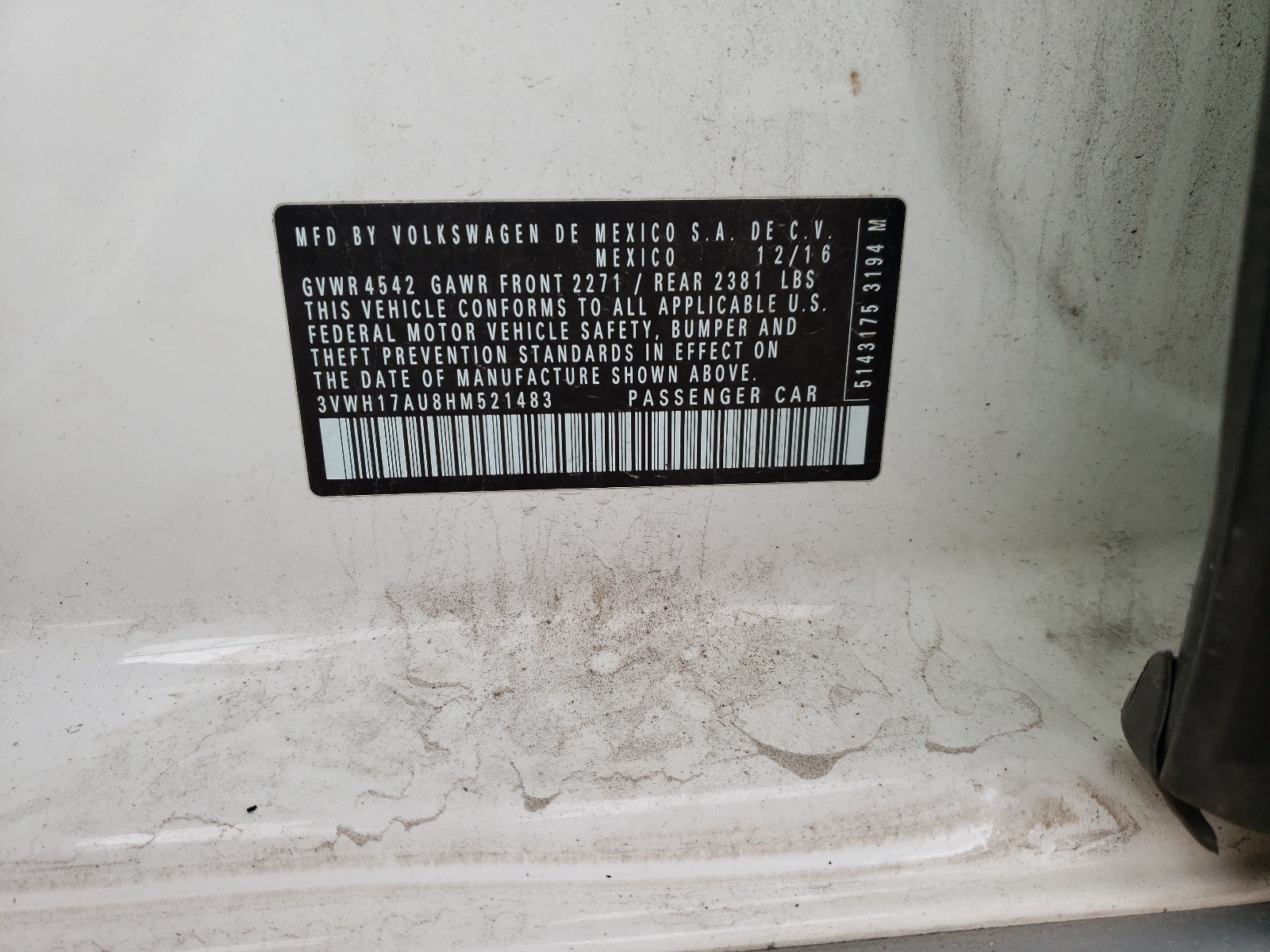 3VWH17AU8HM521483 2017 Volkswagen Golf Alltrack S