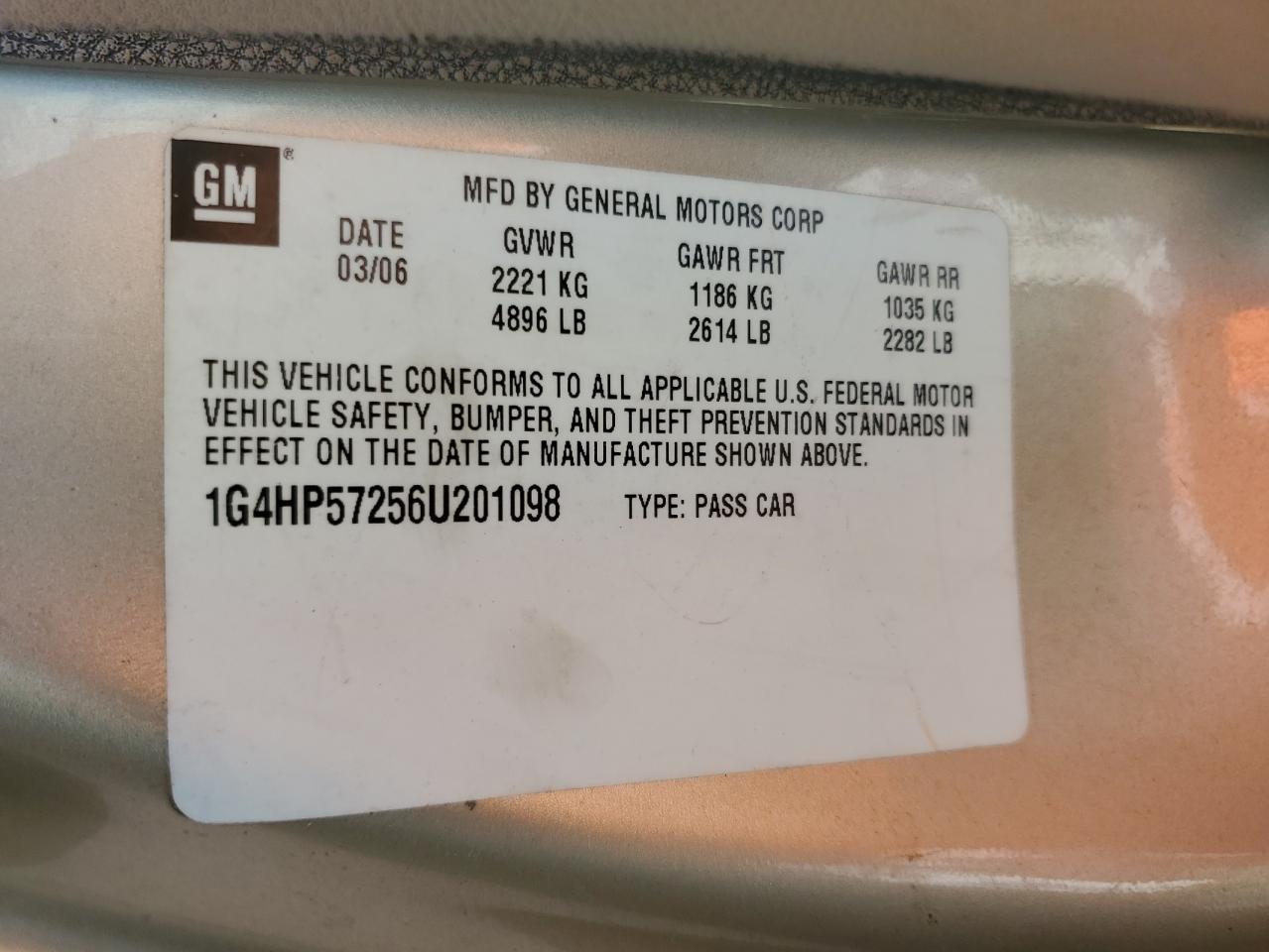 1G4HP57256U201098 2006 Buick Lucerne Cx