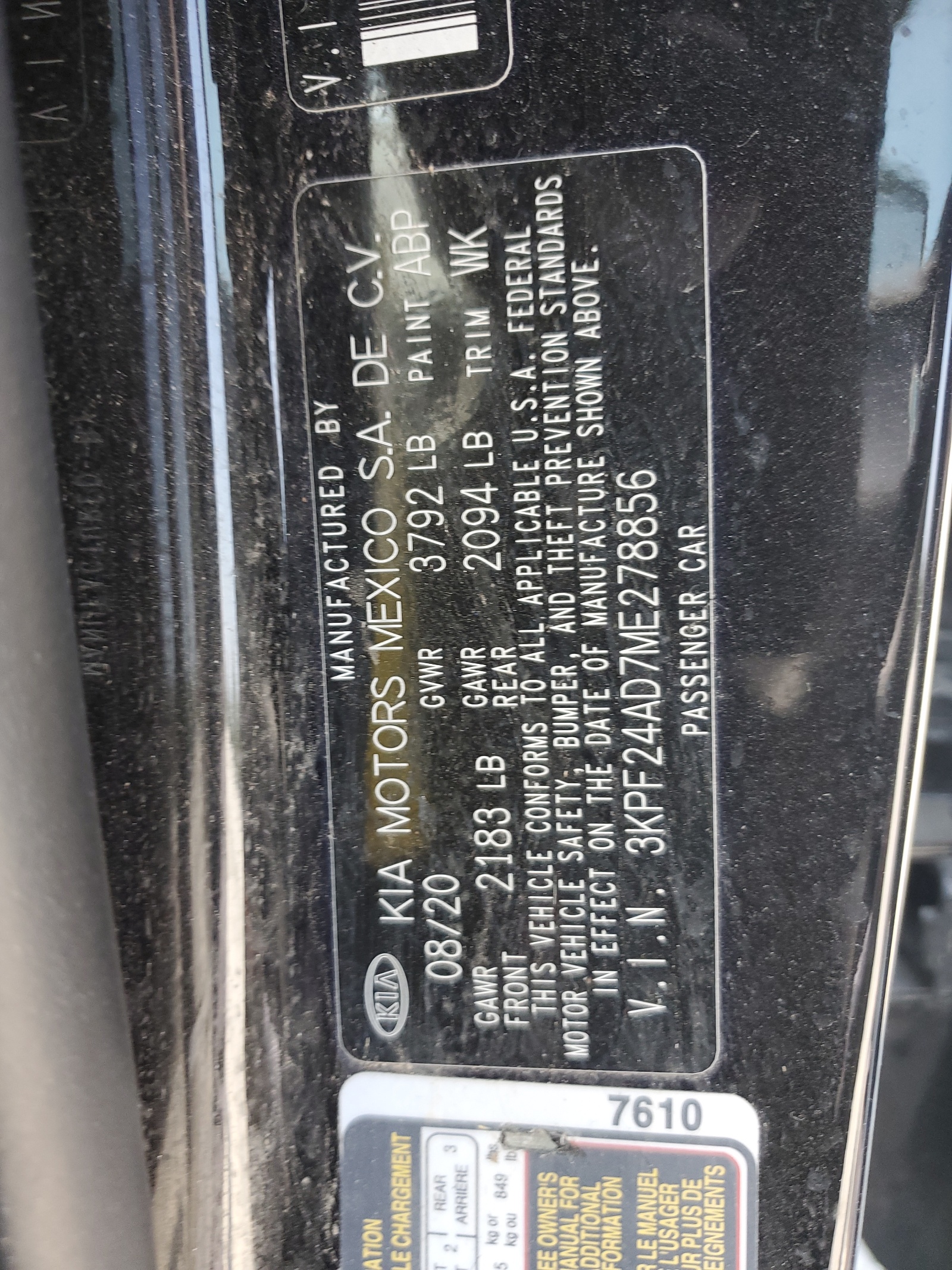 3KPF24AD7ME278856 2021 Kia Forte Fe