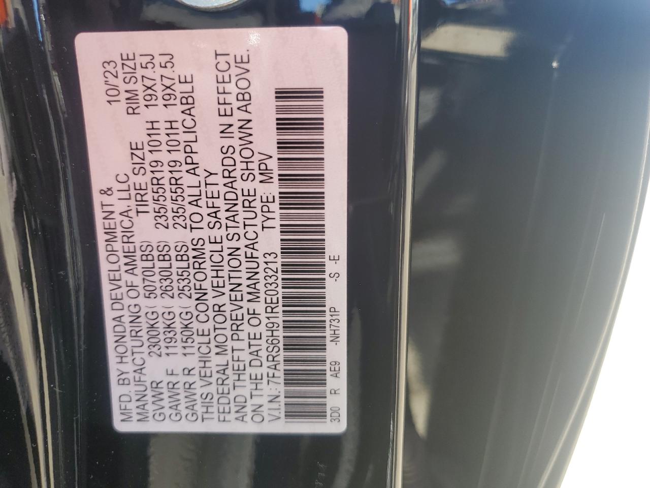 2024 Honda Cr-V Sport Touring VIN: 7FARS6H91RE033213 Lot: 67423644