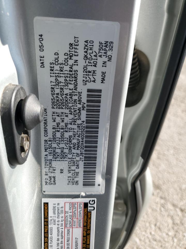 JTJBT20X440052274 2004 Lexus Gx 470