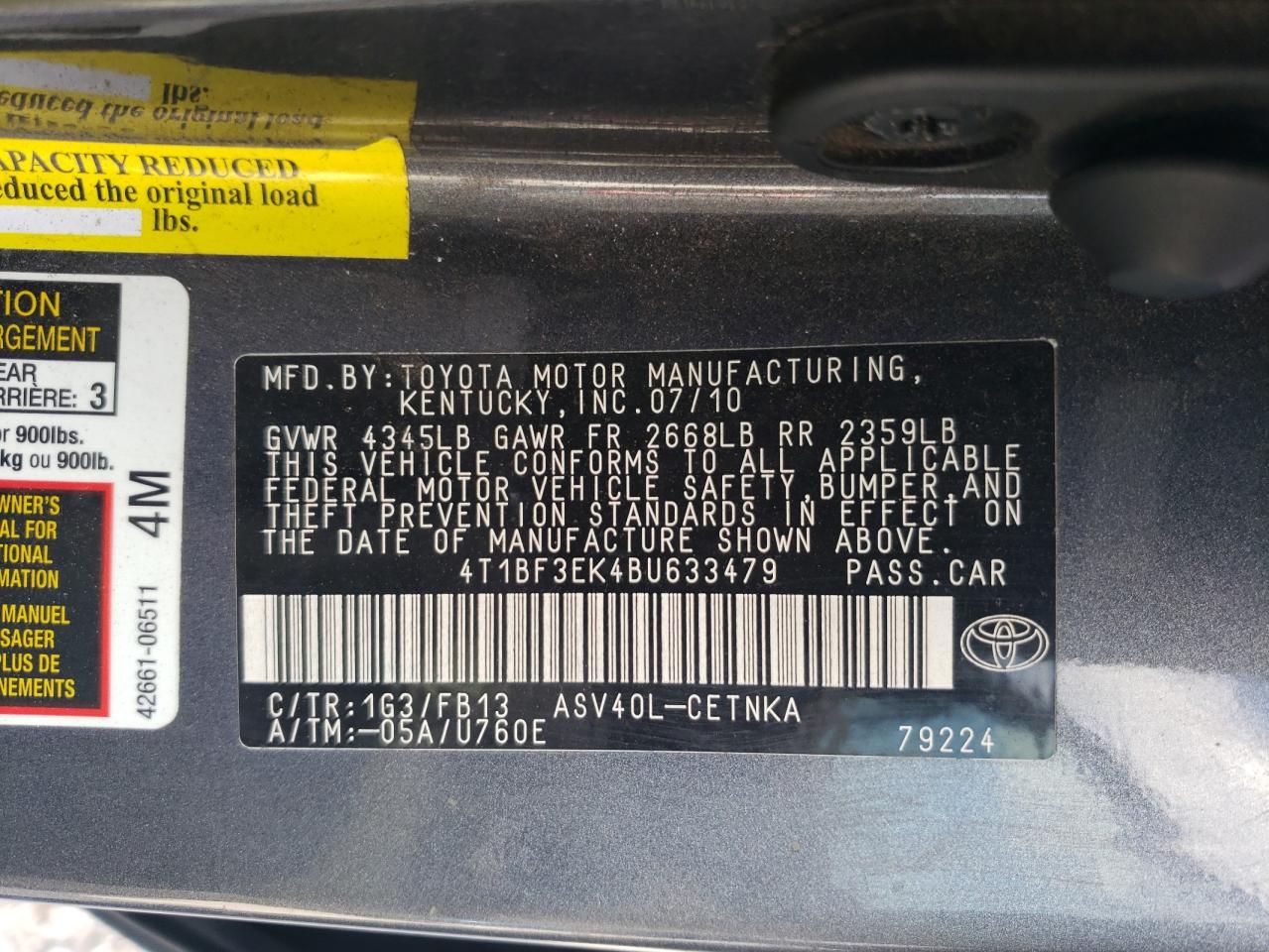 4T1BF3EK4BU633479 2011 Toyota Camry Base