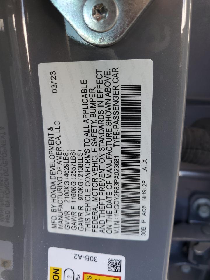 1HGCY2F83PA023681 2023 Honda Accord Touring Hybrid