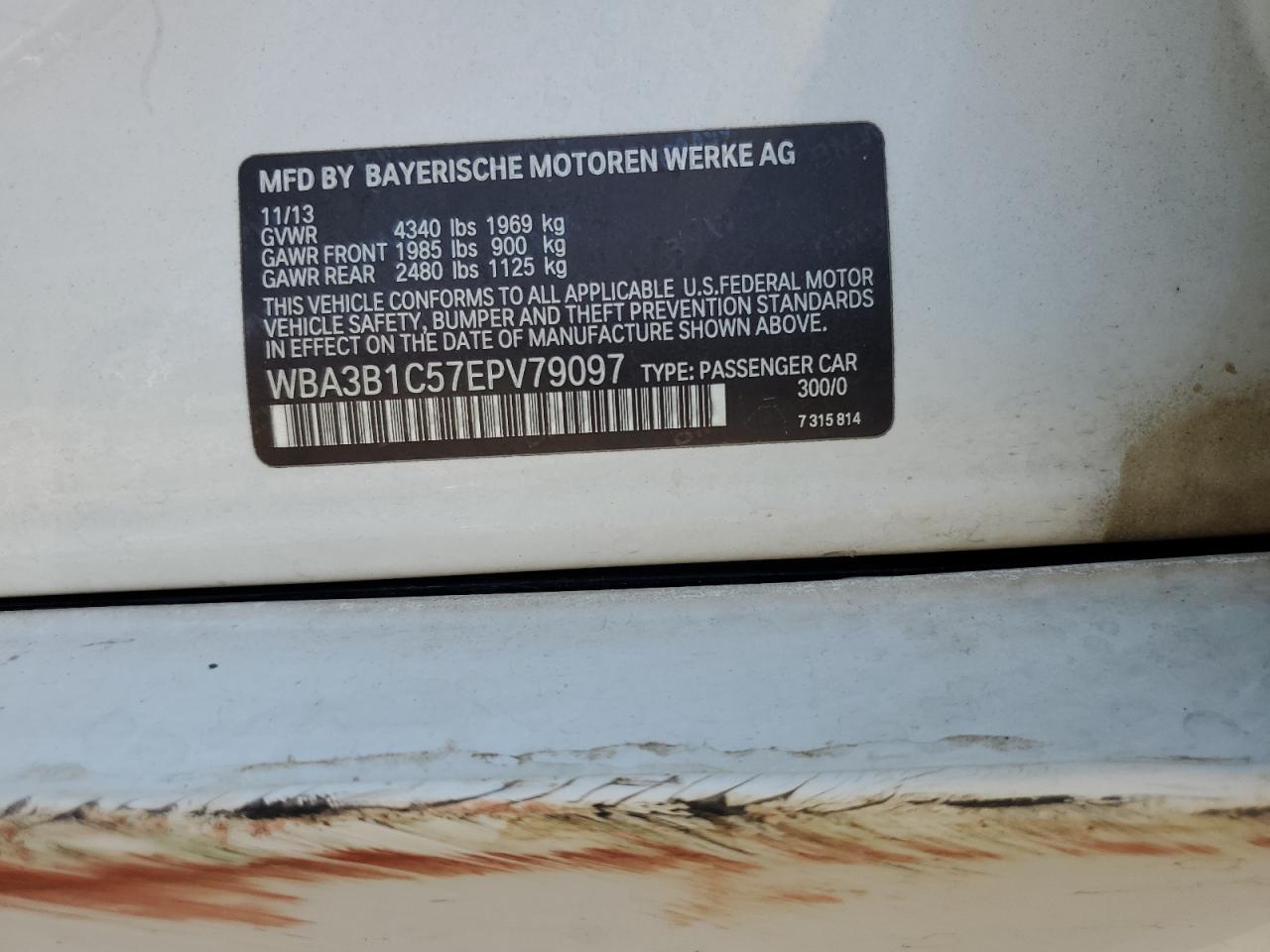 2014 BMW 320 I VIN: WBA3B1C57EPV79097 Lot: 66695754