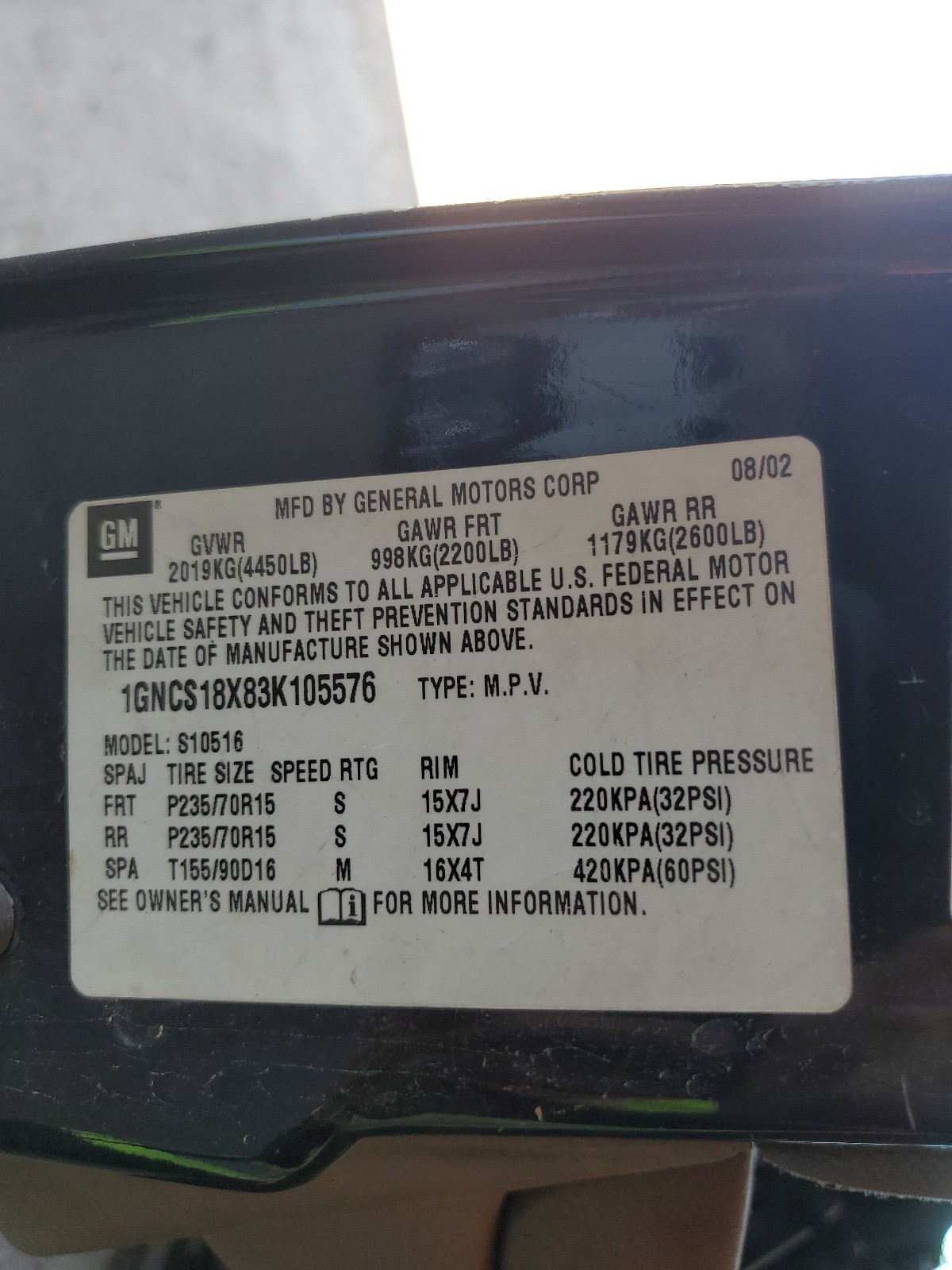 1GNCS18X83K105576 2003 Chevrolet Blazer