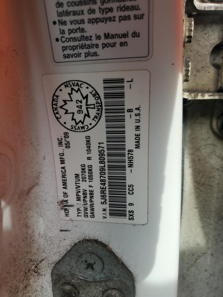 2009 Honda Cr-V Exl VIN: 5J6RE48709L809571 Lot: 66150234