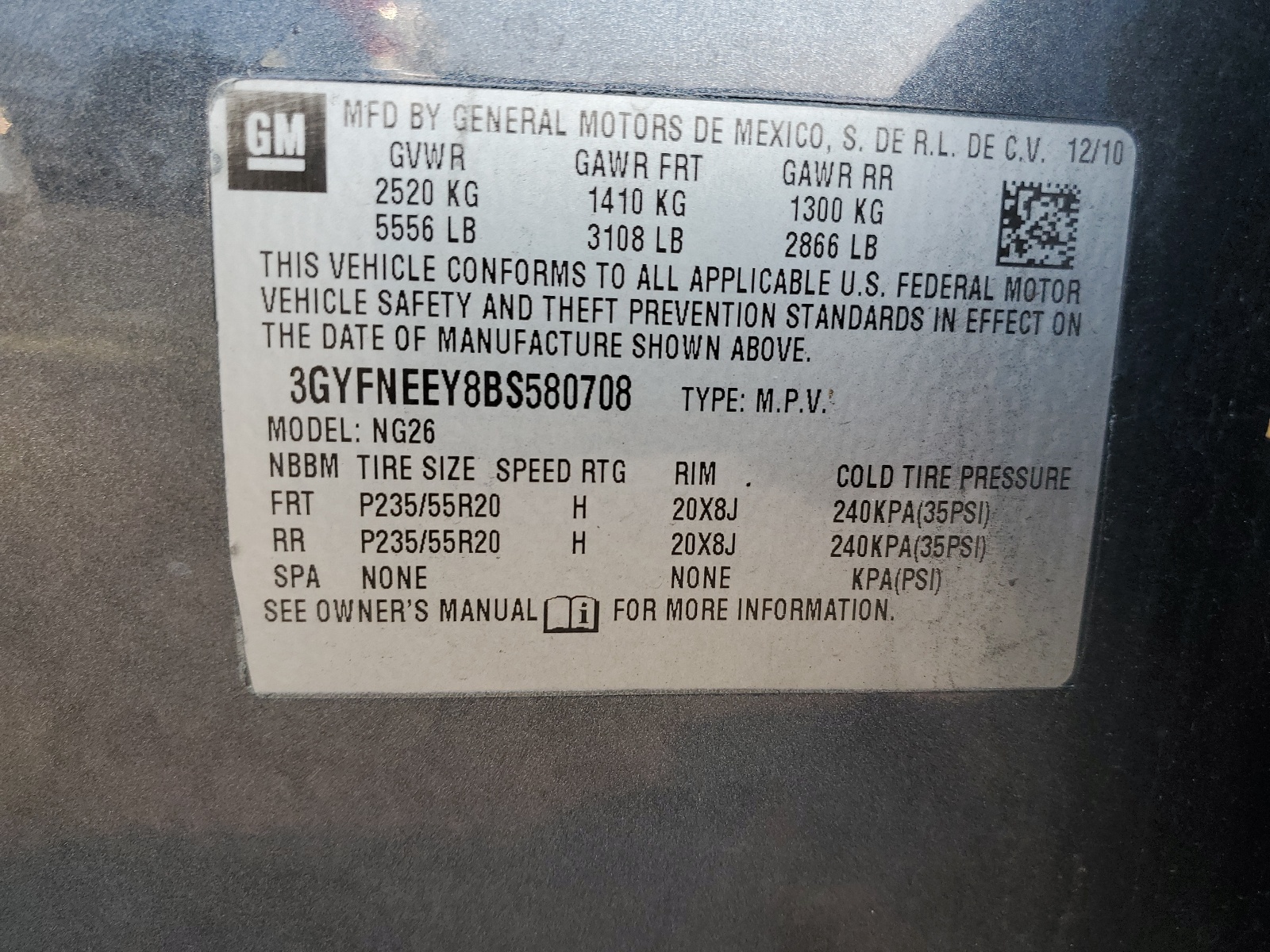 3GYFNEEY8BS580708 2011 Cadillac Srx Performance Collection