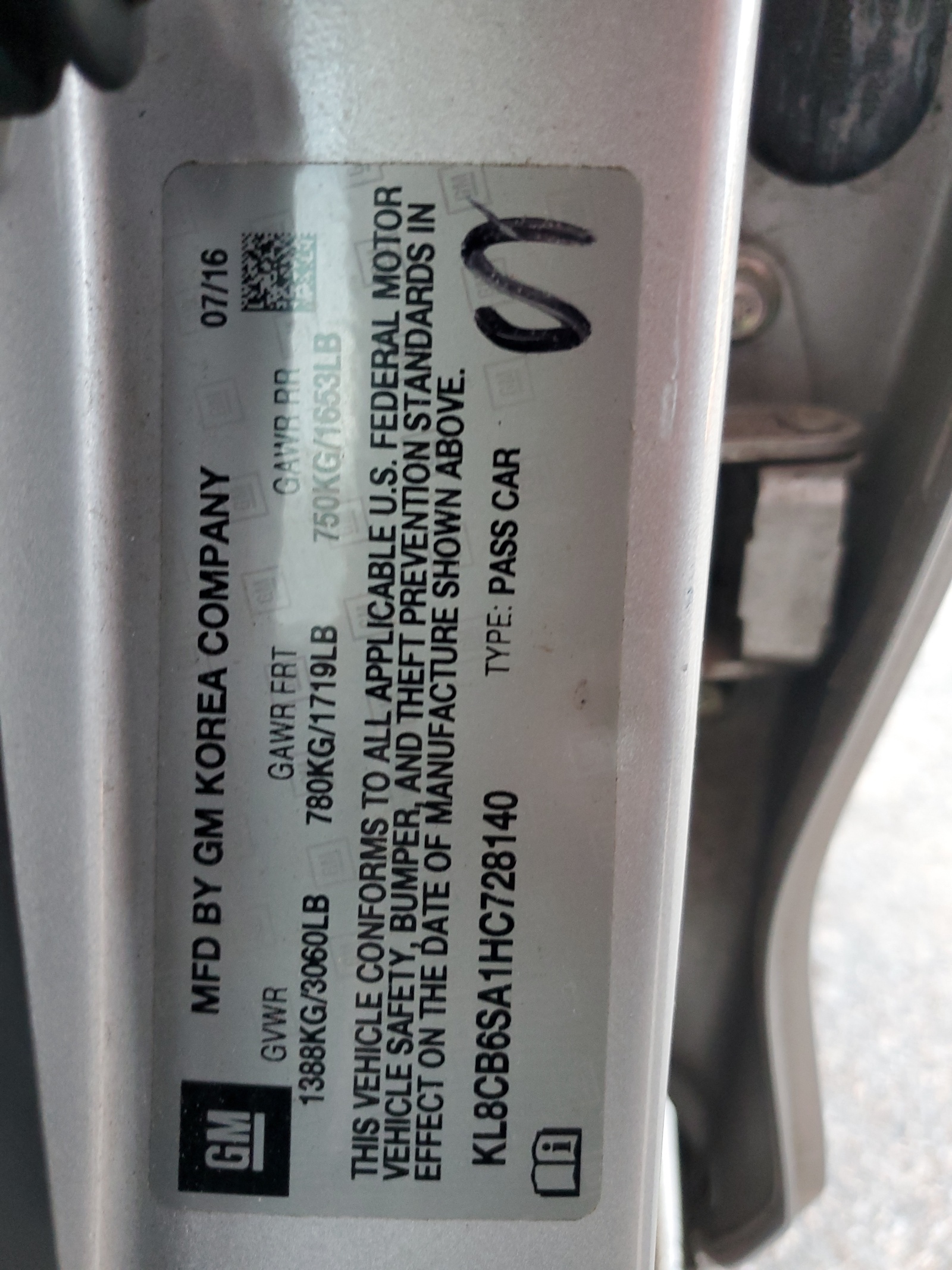 KL8CB6SA1HC728140 2017 Chevrolet Spark Ls