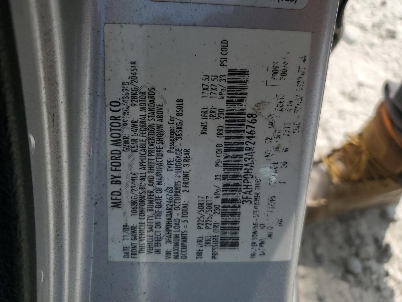 2010 Ford Fusion Se VIN: 3FAHP0HA3AR246768 Lot: 67110344