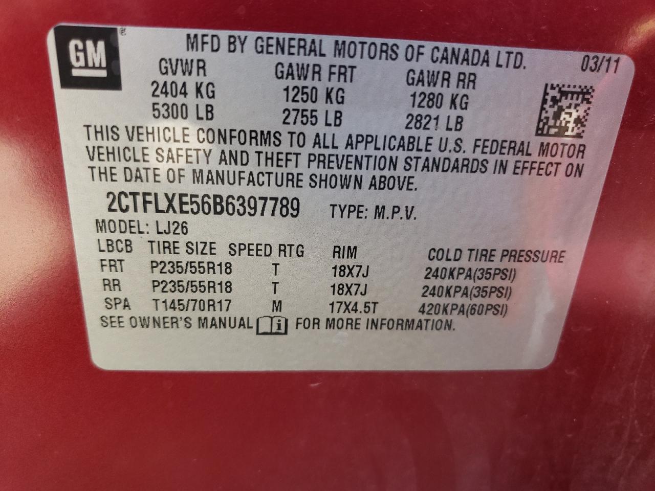 2CTFLXE56B6397789 2011 GMC Terrain Slt