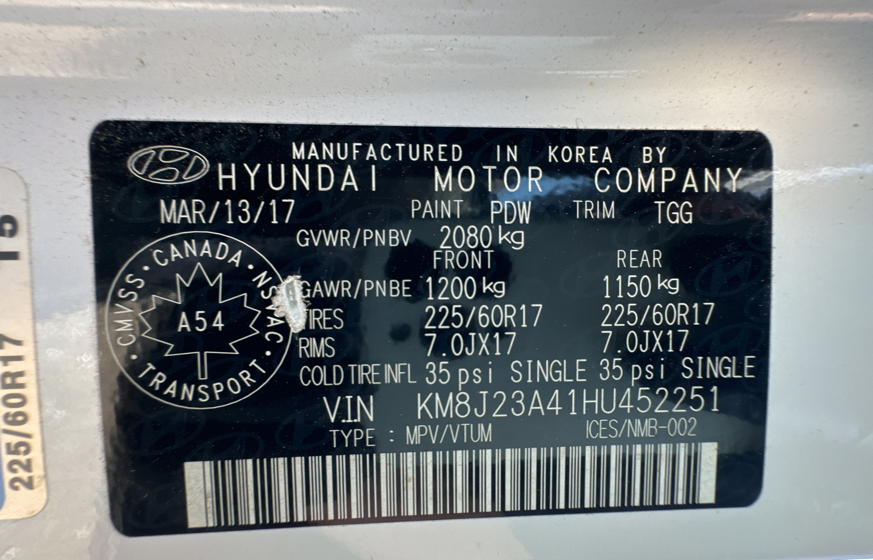 KM8J23A41HU452251 2017 Hyundai Tucson Se