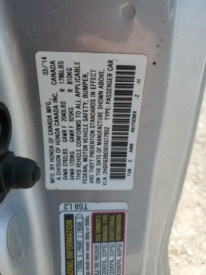 2HGFG3B03EH517852 2014 Honda Civic Exl