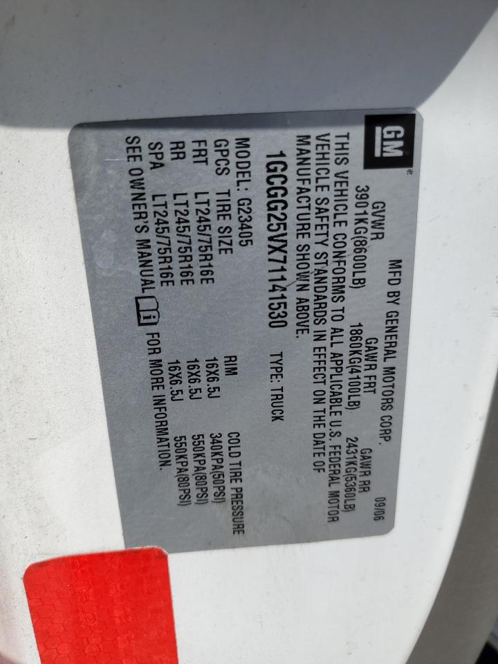 2007 Chevrolet Express G2500 VIN: 1GCGG25VX71141530 Lot: 69708824